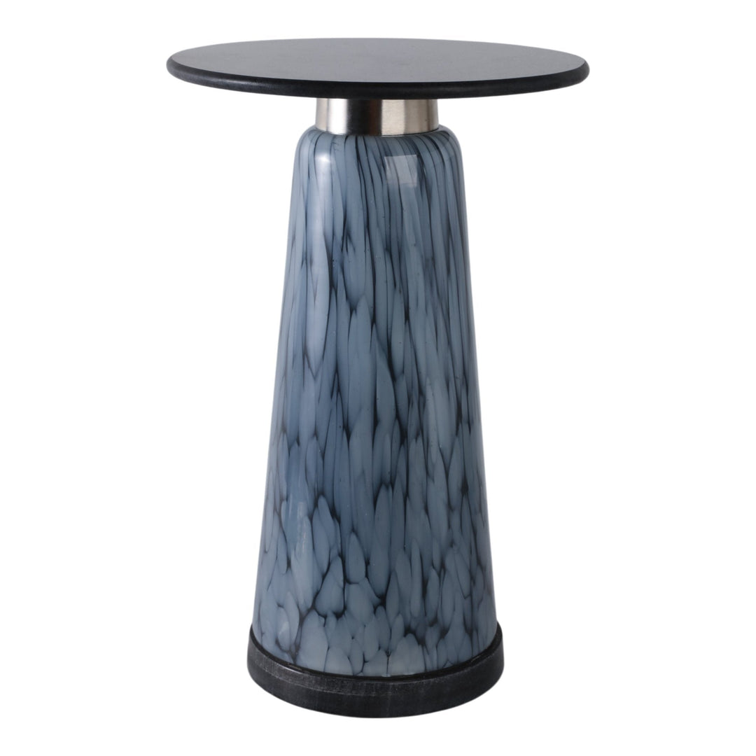22" Posados Tall Art Table W/marble Top, Blue