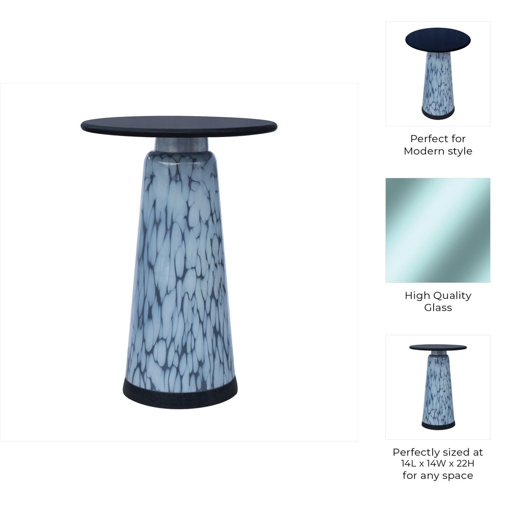 22" Posados Tall Art Table W/marble Top, Blue