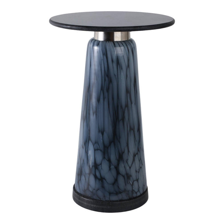 22" Posados Tall Art Table W/marble Top, Blue
