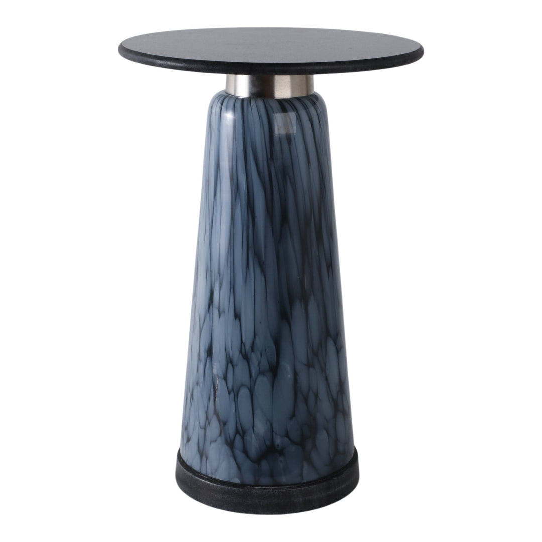 22" Posados Tall Art Table W/marble Top, Blue