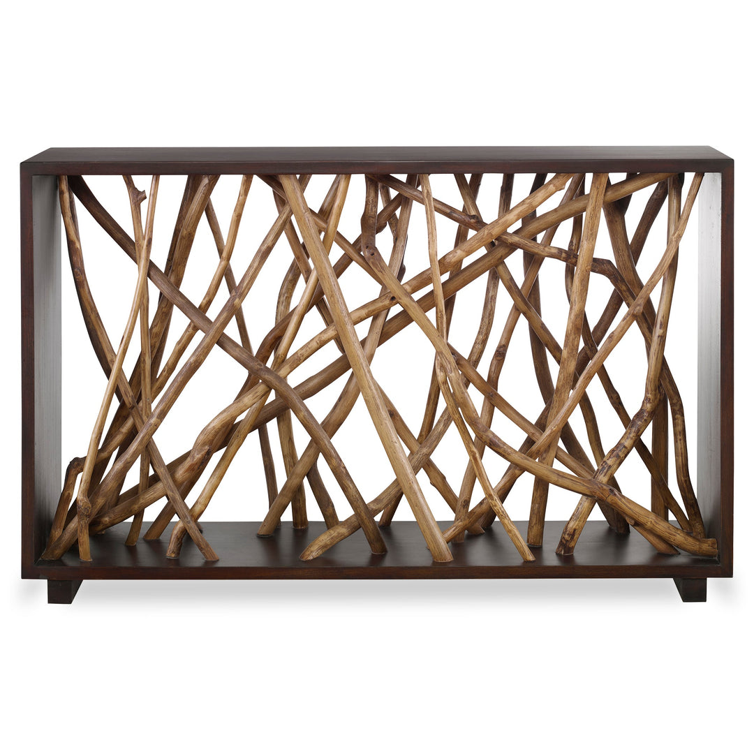 Uttermost Teak Maze Console Table