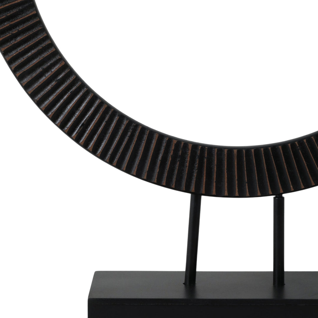 23" VOLTA SMALL BLACK WOOD RING STATUARY