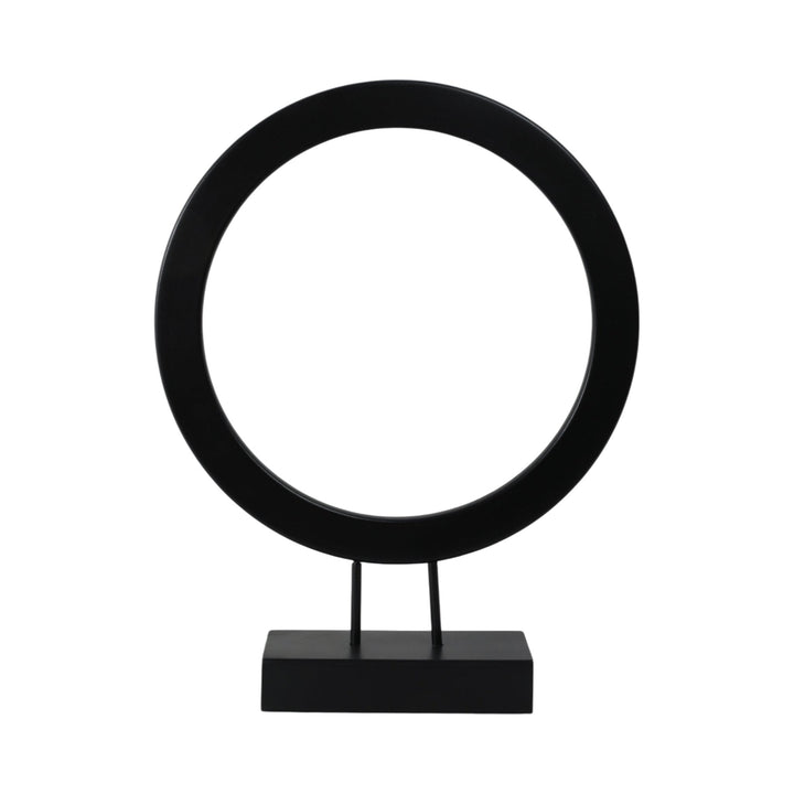 23" VOLTA SMALL BLACK WOOD RING STATUARY