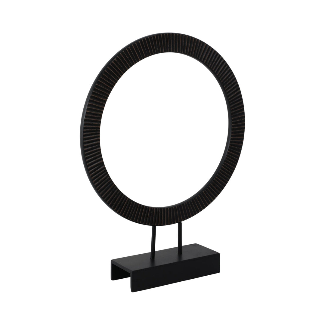 23" VOLTA SMALL BLACK WOOD RING STATUARY