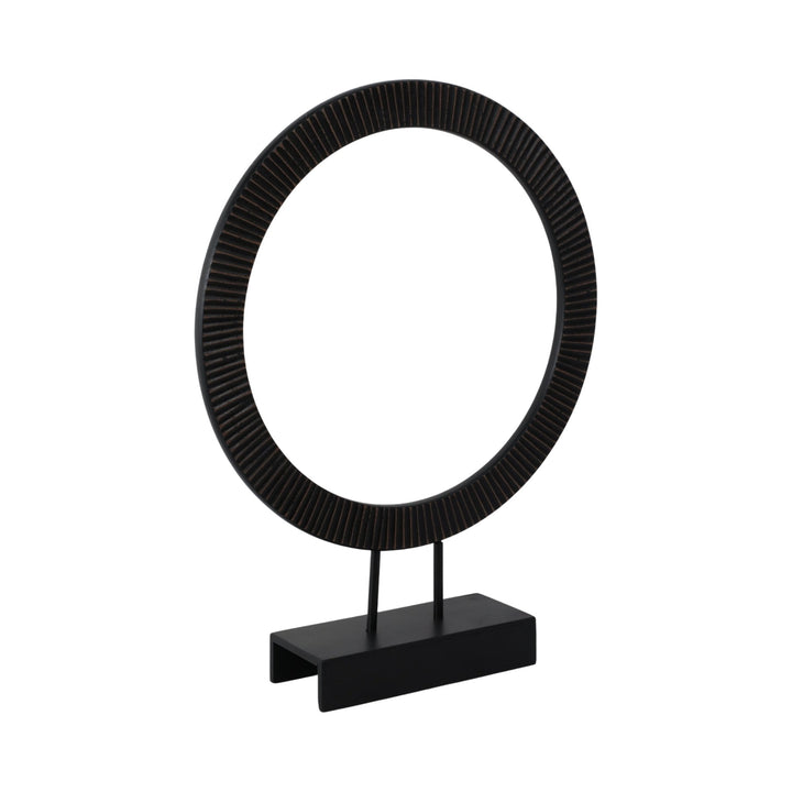 23" VOLTA SMALL BLACK WOOD RING STATUARY