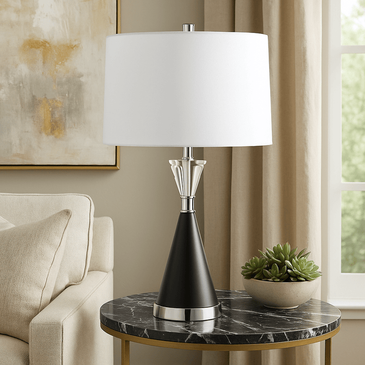 26" LEANDRAS CRYSTAL AND MARBLE TABLE LAMP