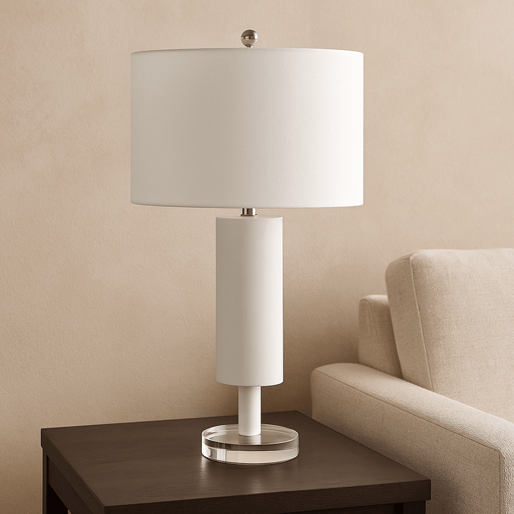 27" CERAMIC TABLE LAMP, WHITE