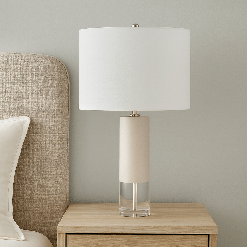 27" CERAMIC TABLE LAMP, WHITE