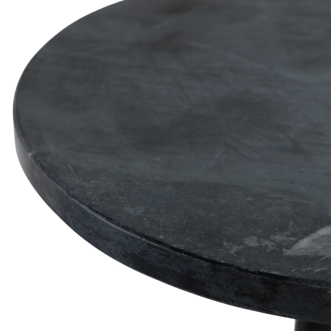 27X10" MARBLE TOP DRINK TABLE, BLACK