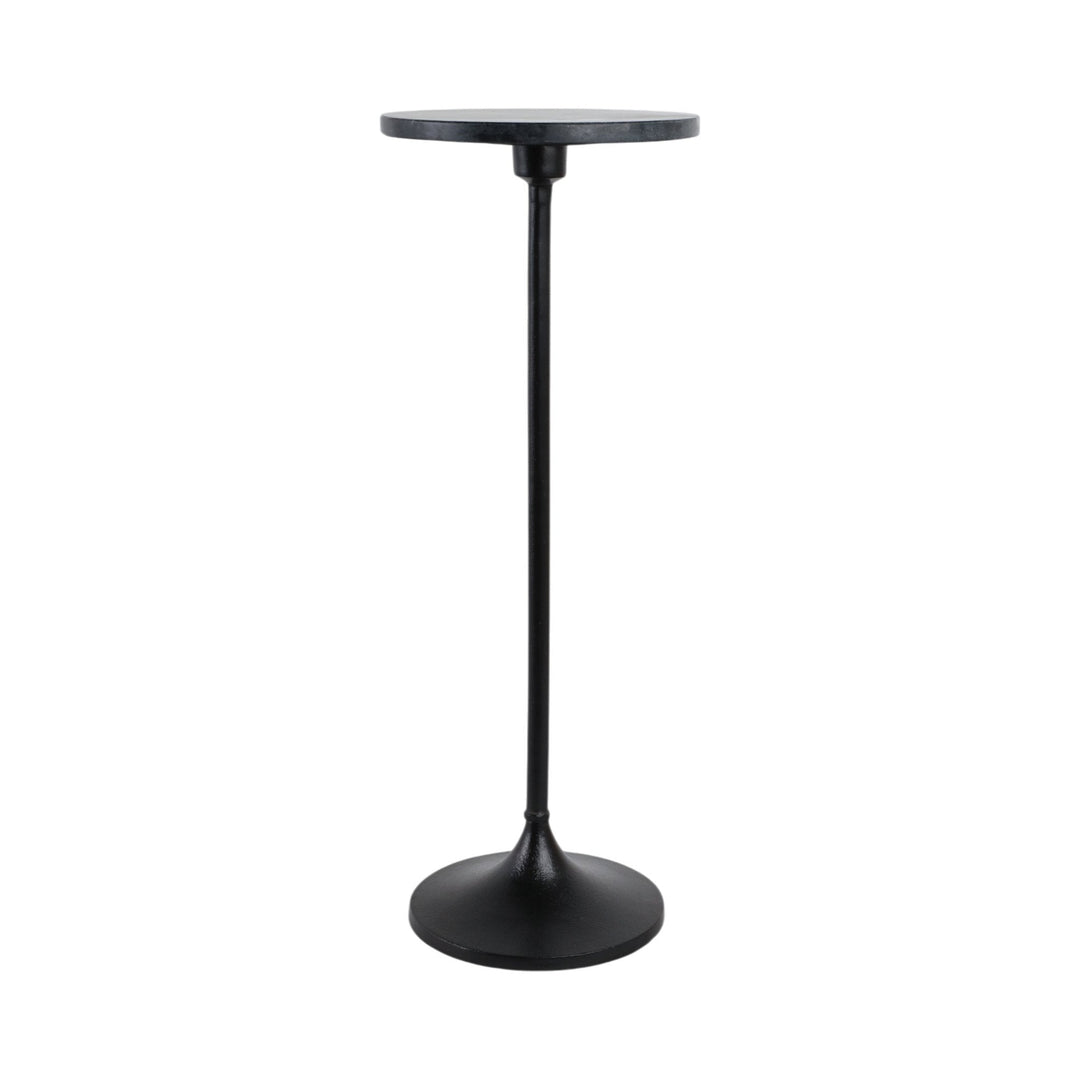 27X10" MARBLE TOP DRINK TABLE, BLACK