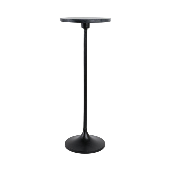 27X10" MARBLE TOP DRINK TABLE, BLACK