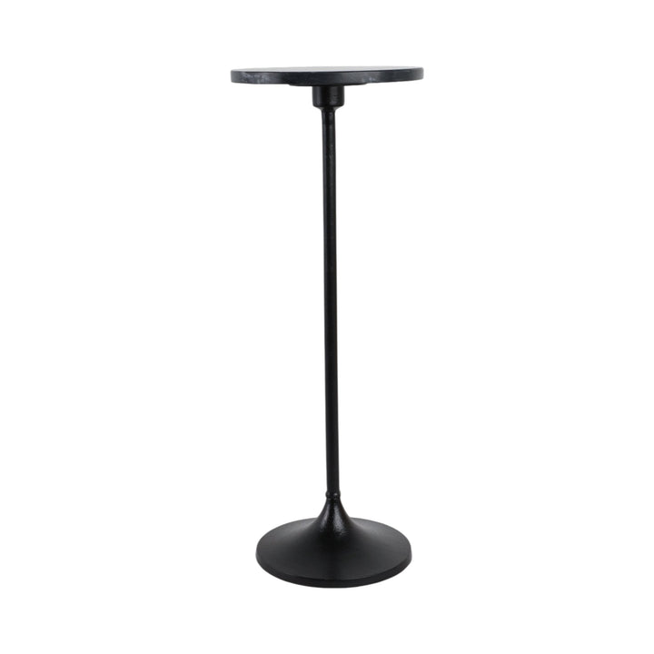 27X10" MARBLE TOP DRINK TABLE, BLACK