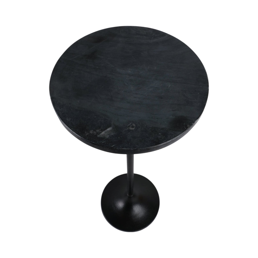 27X10" MARBLE TOP DRINK TABLE, BLACK