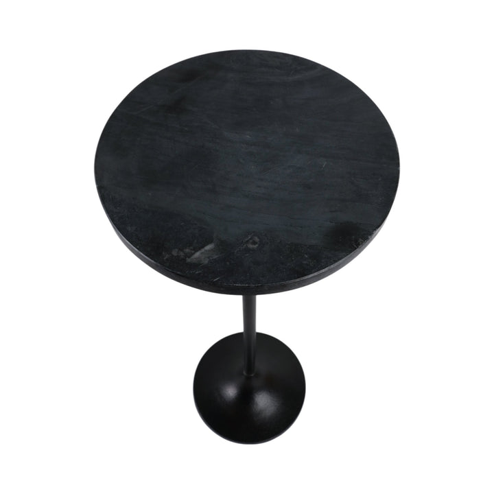 27X10" MARBLE TOP DRINK TABLE, BLACK