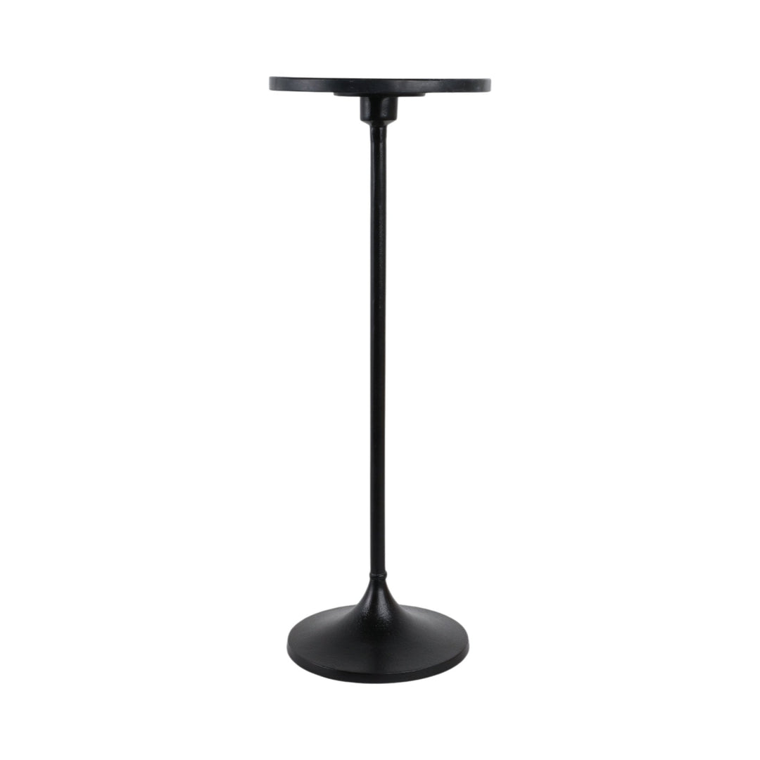 27X10" MARBLE TOP DRINK TABLE, BLACK