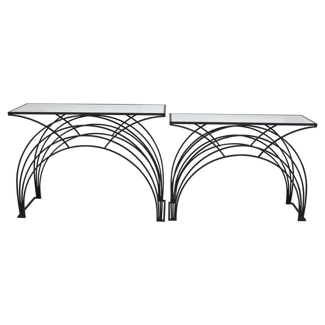 S/2 METAL/MARBLE 29/31" ARCH ACCENT TABLES, BLACK