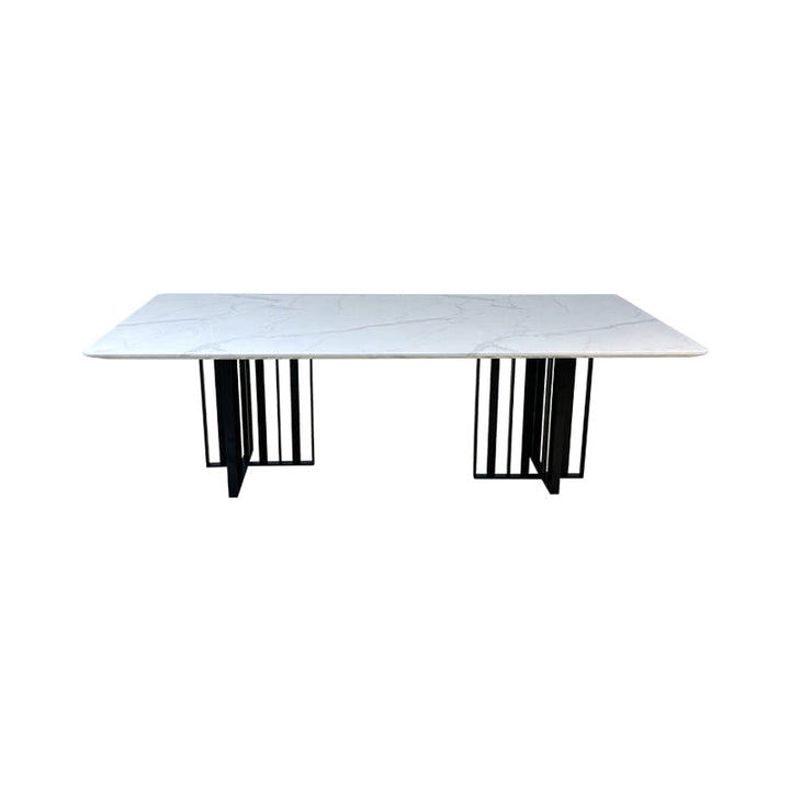 Black Bars Marble Dining Table- 8 Persons