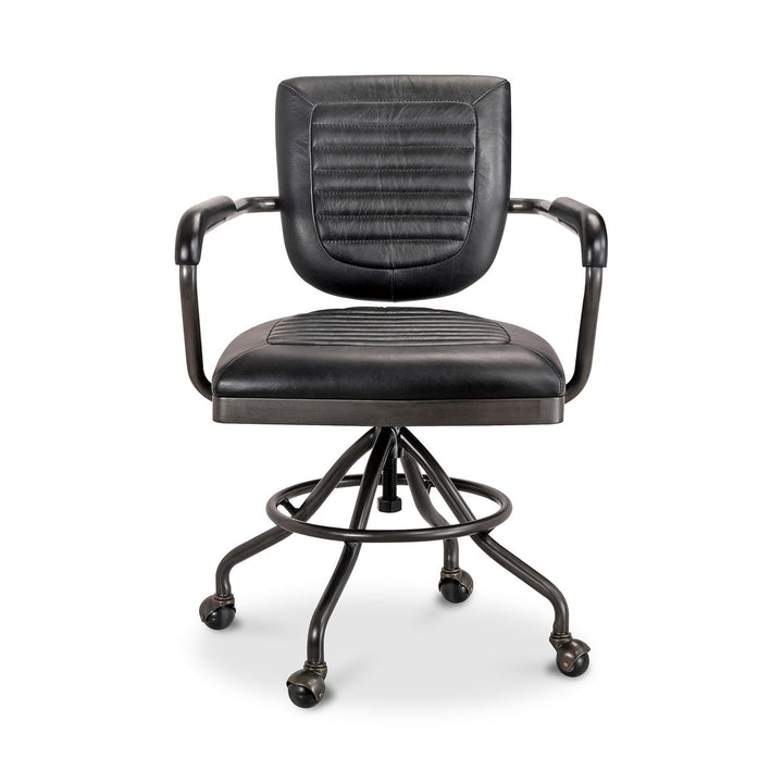 Foster Swivel Desk Chair Onyx Black Leather