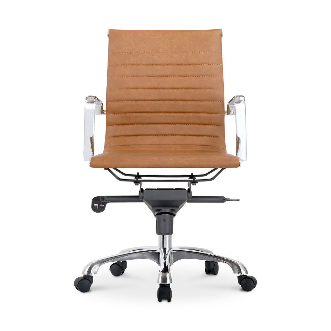 Studio Swivel Office Chair Low Back Tan Vegan Leather