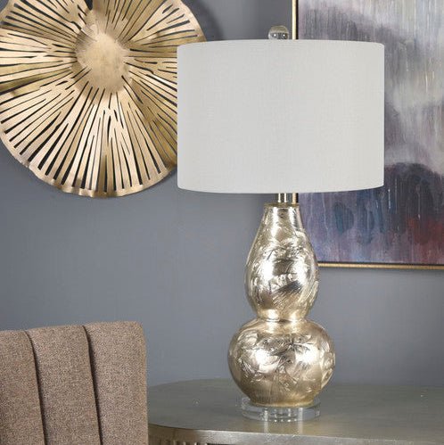 30" HT FLOOR LAMP 16"X16"X11" SHADE; with crystal base