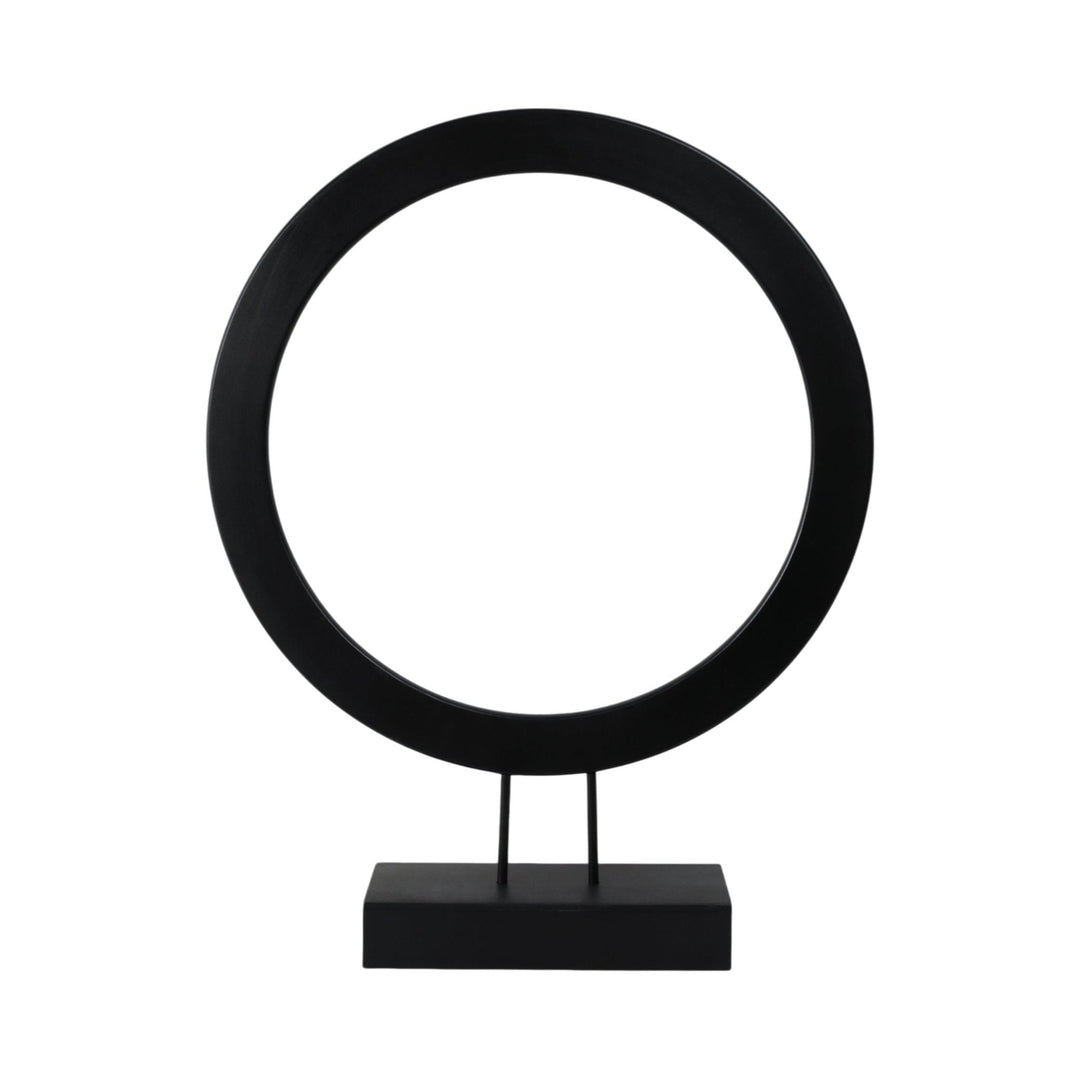 30" VOLTA LARGE BLACK WOOD RING STATUARY