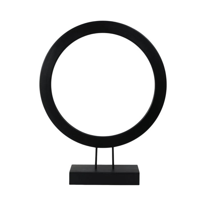30" VOLTA LARGE BLACK WOOD RING STATUARY
