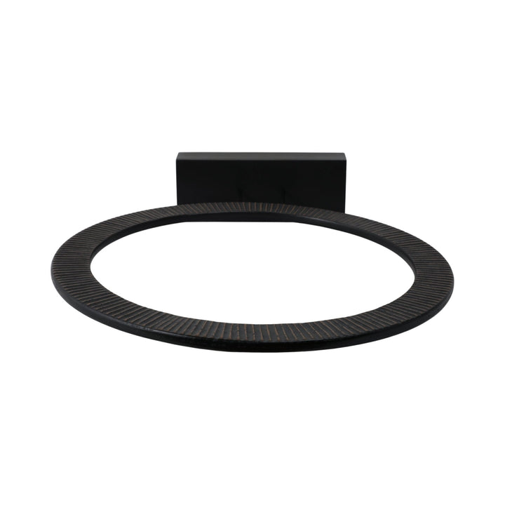 30" VOLTA LARGE BLACK WOOD RING STATUARY