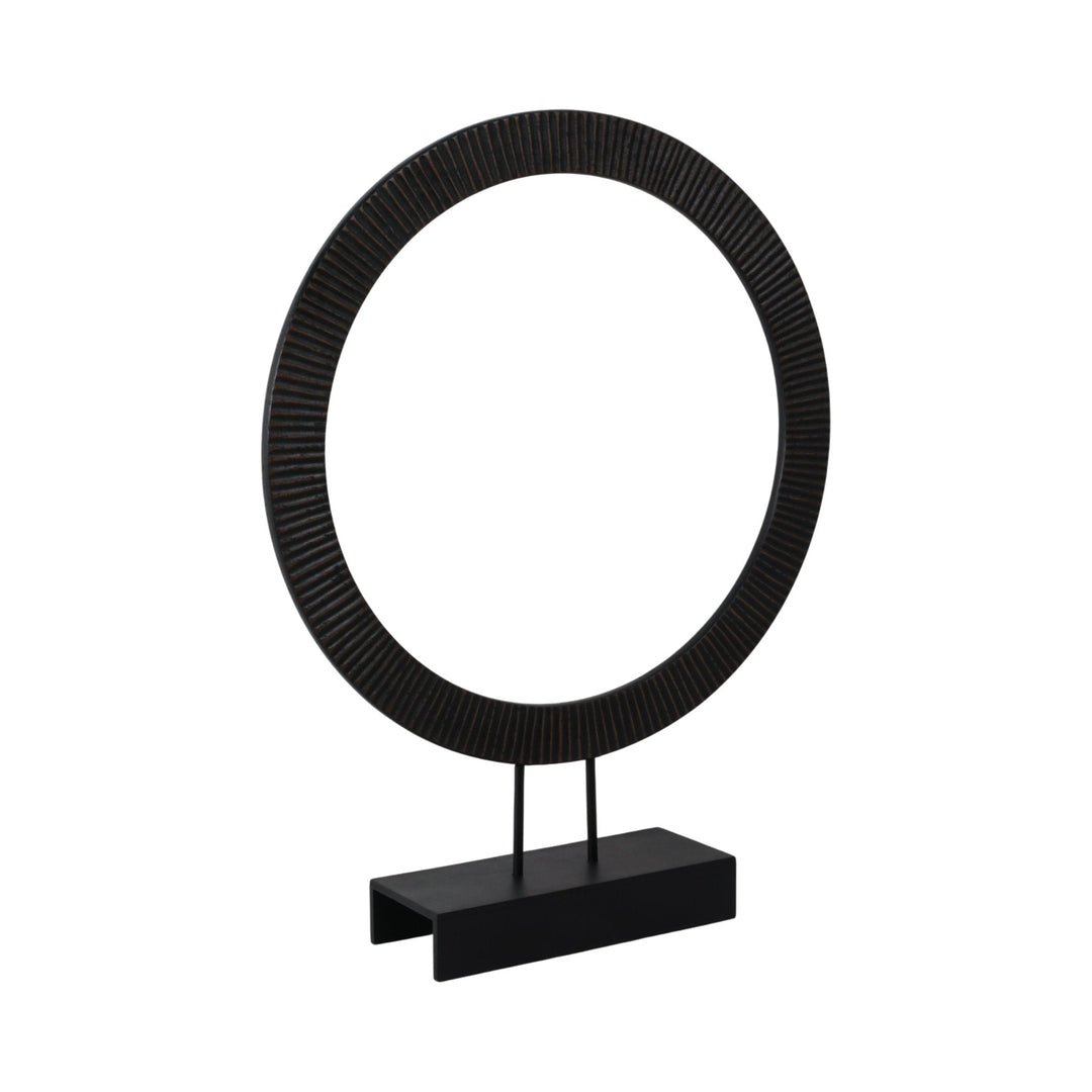 30" VOLTA LARGE BLACK WOOD RING STATUARY