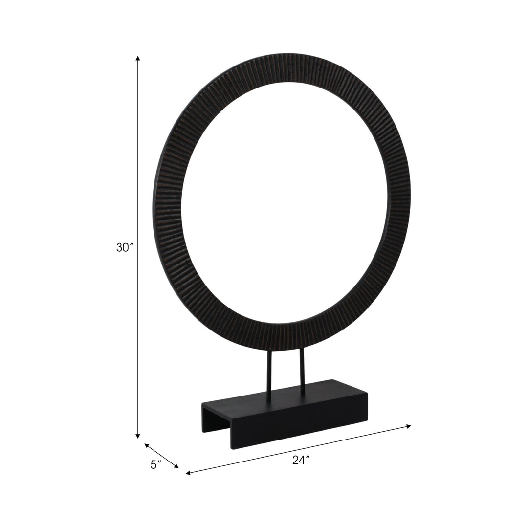 30" VOLTA LARGE BLACK WOOD RING STATUARY