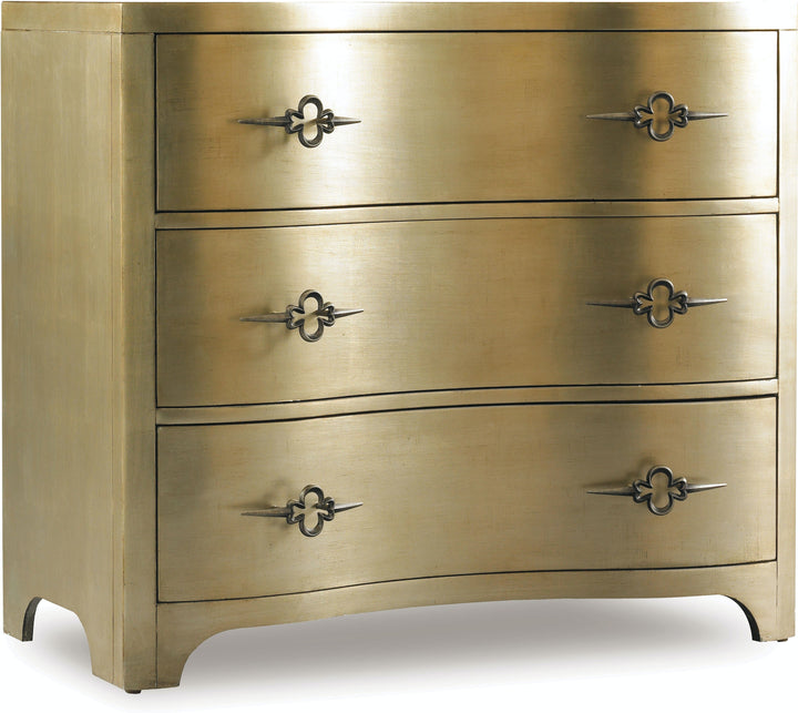 Sanctuary Three-Drawer Shaped Front Gold Chest