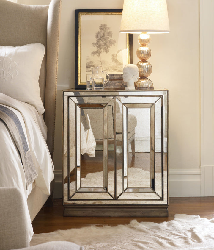 Sanctuary Two-Door Mirrored Nightstand - Visage