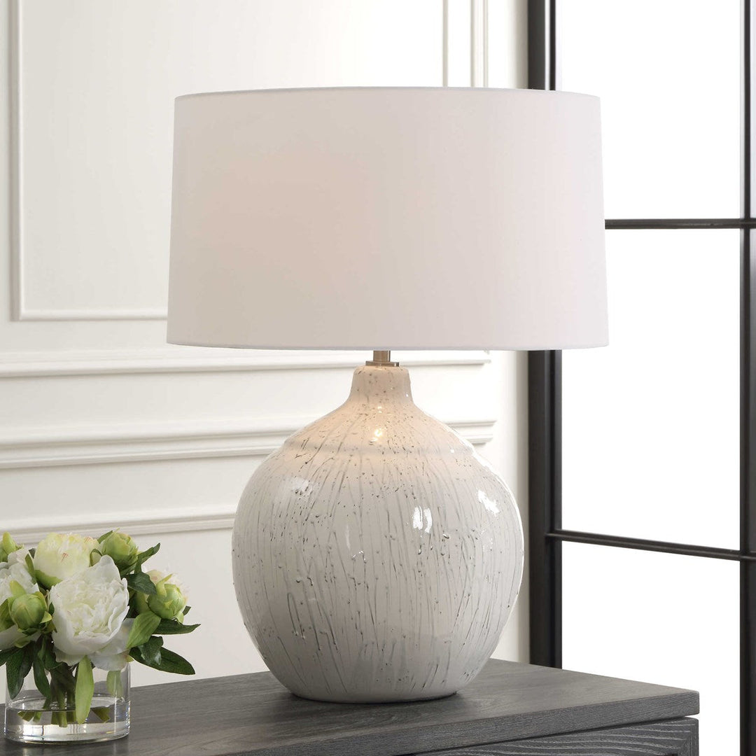 Dribble White Glaze Table Lamp