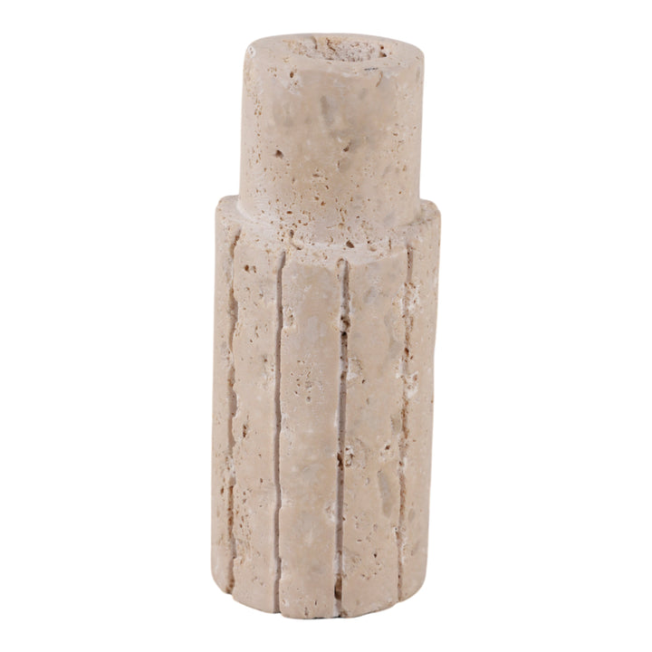 5X2" RAW EDGE TRAVERTINE TAPER HOLDER, TAN