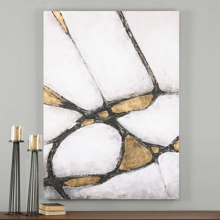 Abstract In Gold And Black Hand Painted Canvas Hp