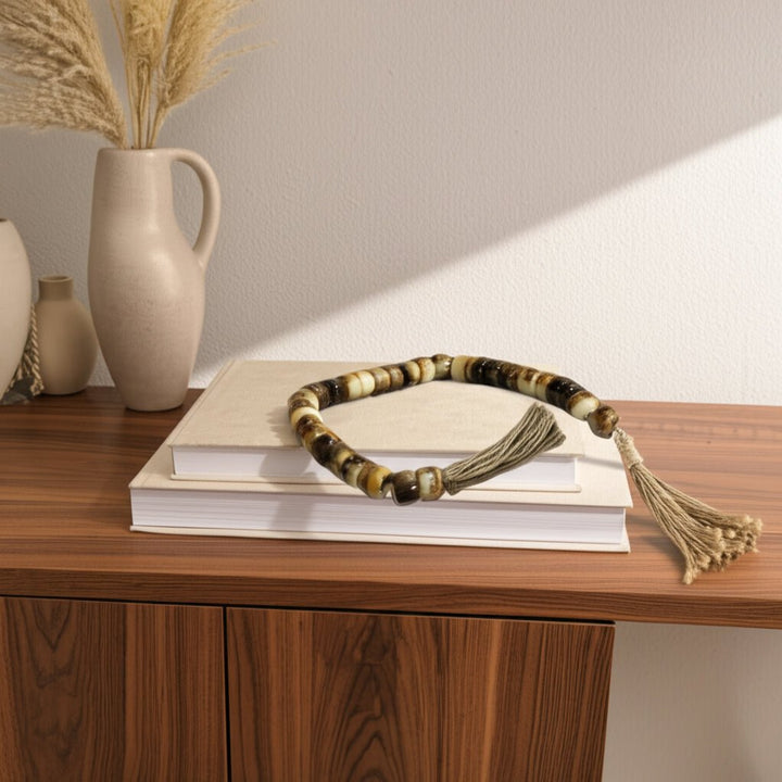 38" CYLINDER 1" RESIN BEADED GARLAND, BROWN