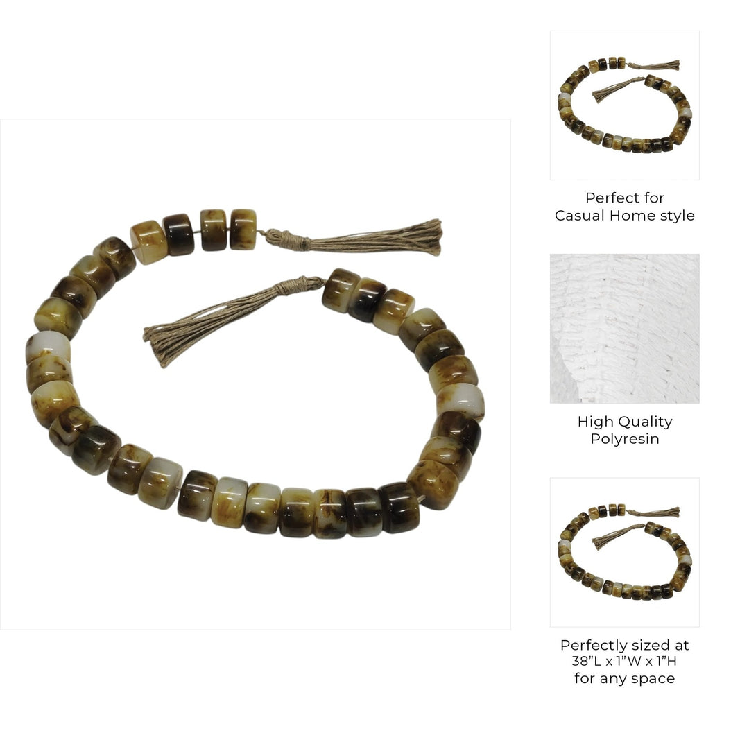 38" CYLINDER 1" RESIN BEADED GARLAND, BROWN