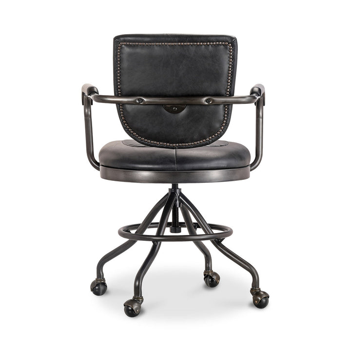 Foster Swivel Desk Chair Onyx Black Leather