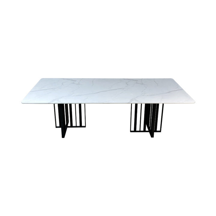 Black Bars Marble Dining Table- 8 Persons