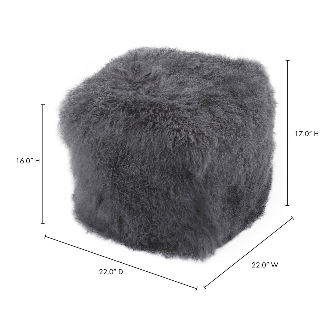 Lamb Fur Pouf Smoke