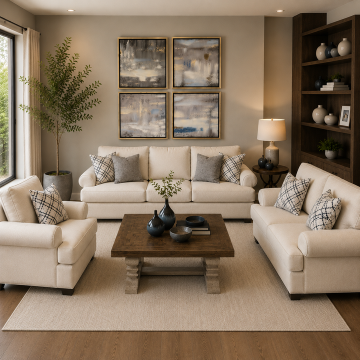 Elegant Off-White Living Room Set