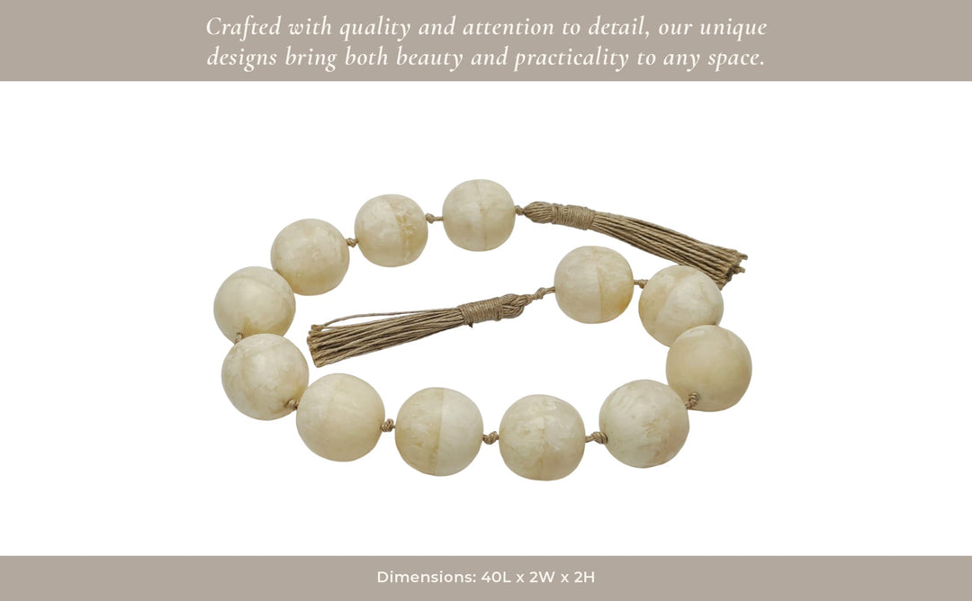 40" SWIRLED 2" RESIN BEADED GARLAND, IVORY