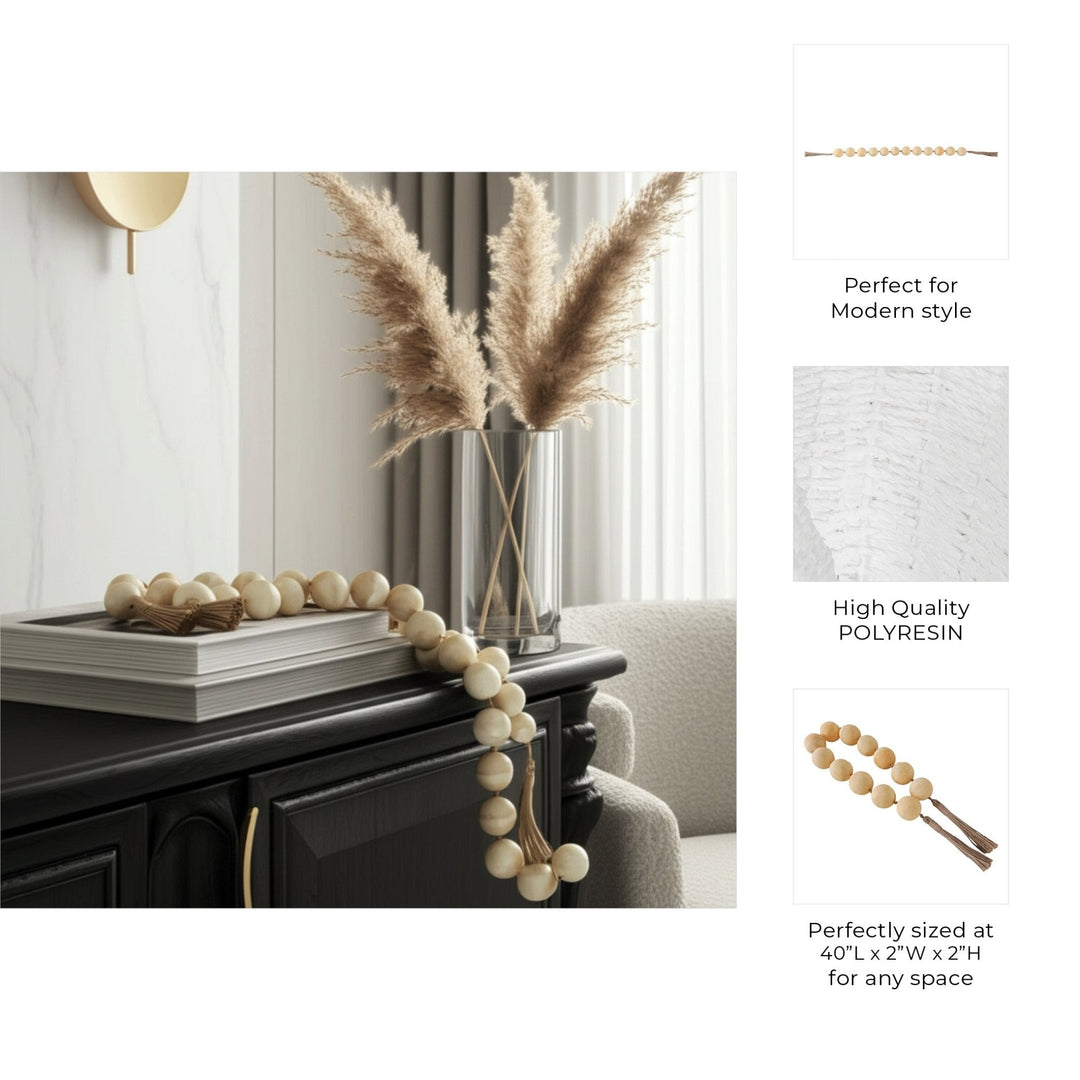 40" SWIRLED 2" RESIN BEADED GARLAND, IVORY