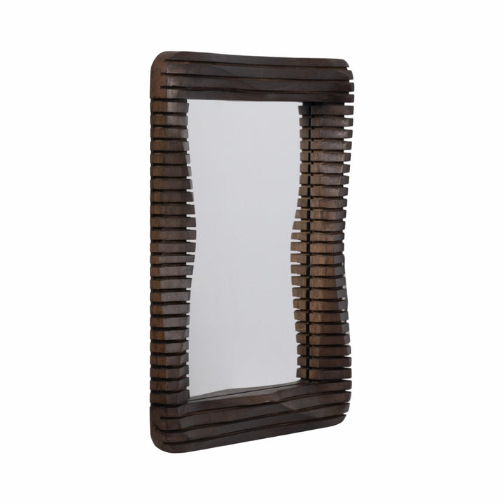 41X30" KENSINGTON SLATTED WOOD MIRROR, BROWN