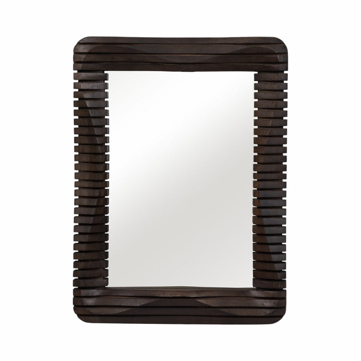 41X30" KENSINGTON SLATTED WOOD MIRROR, BROWN