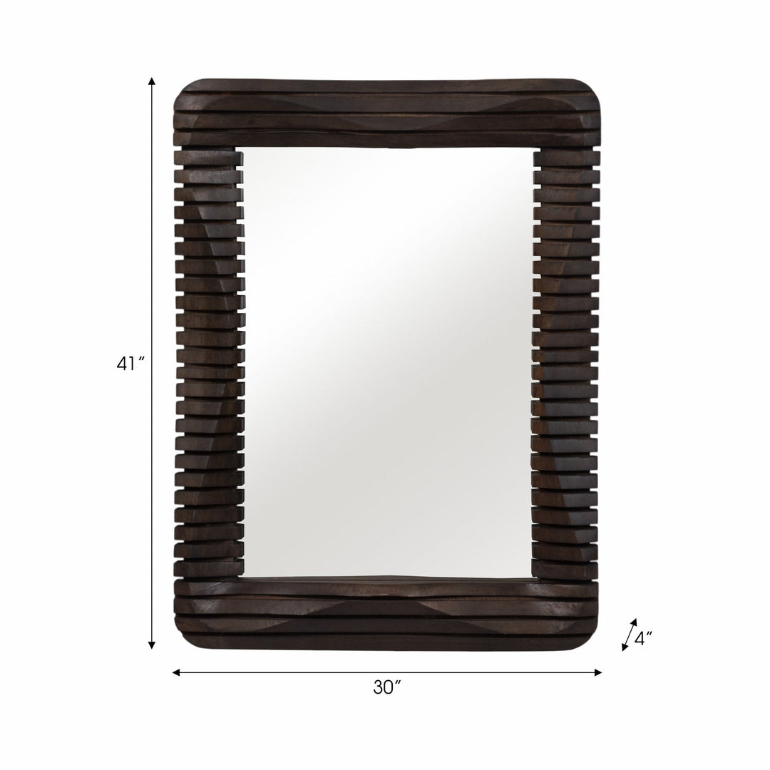 41X30" KENSINGTON SLATTED WOOD MIRROR, BROWN