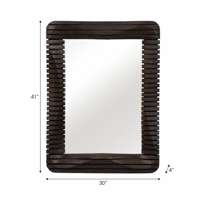 41X30" KENSINGTON SLATTED WOOD MIRROR, BROWN