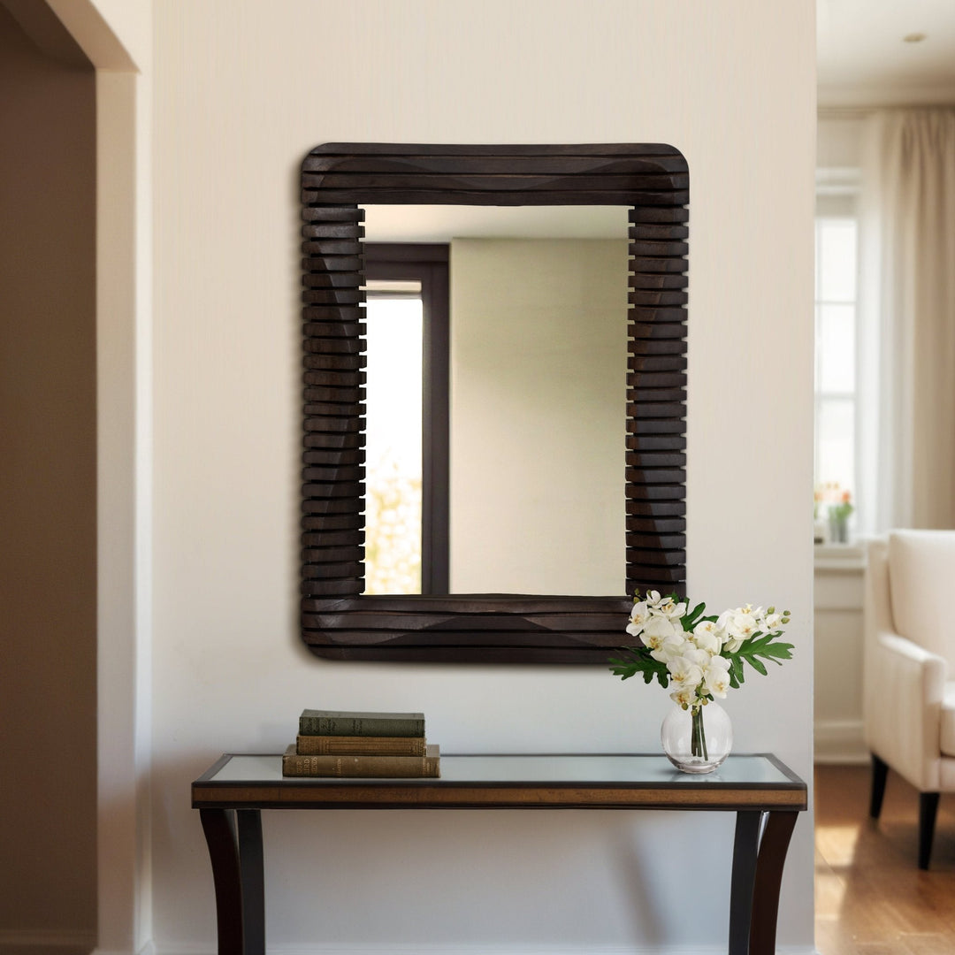 41X30" KENSINGTON SLATTED WOOD MIRROR, BROWN