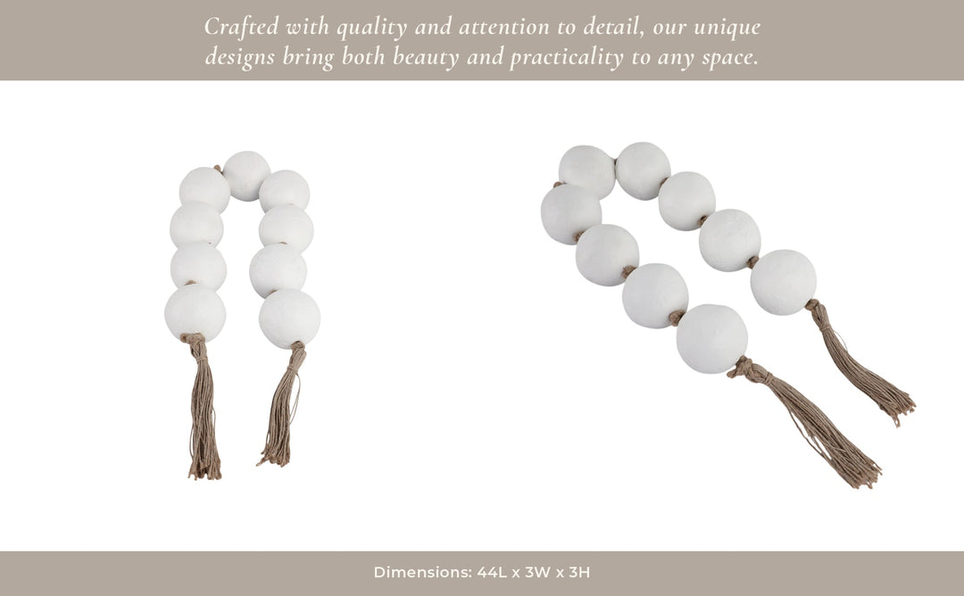 44X3" ECOMIX BEAD GARLAND, WHITE