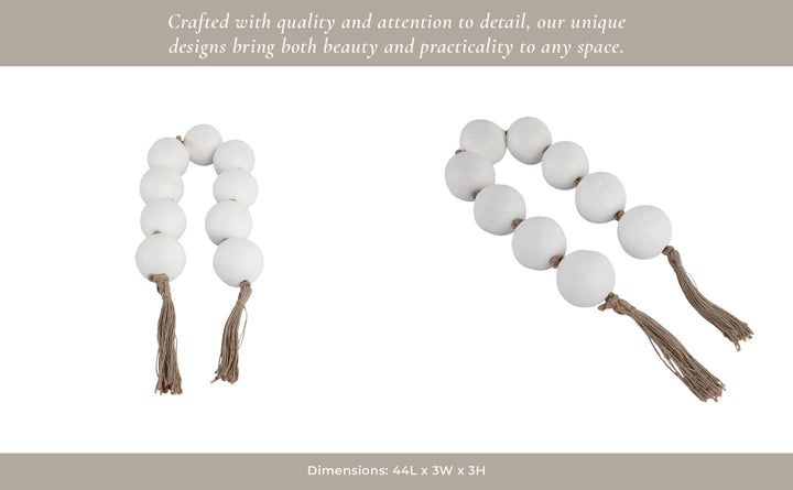 44X3" ECOMIX BEAD GARLAND, WHITE