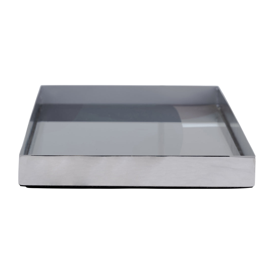S/2 16/20"L, Metal/Glass Tray, Nickel/Multi